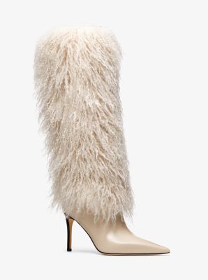 Michael Kors Dawn Faux Shearling Boot In Beige