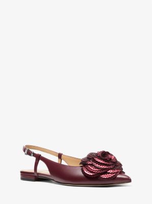 Elodie Embellished Leather Slingback Flat