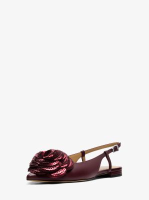 Elodie Embellished Leather Slingback Flat
