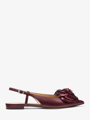 Elodie Embellished Leather Slingback Flat