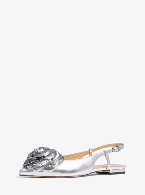 Slingback bassa Elodie in pelle metallizzata con decorazioni