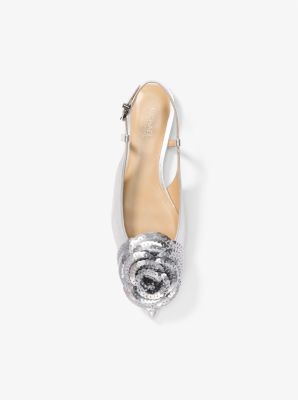 Slingback bassa Elodie in pelle metallizzata con decorazioni