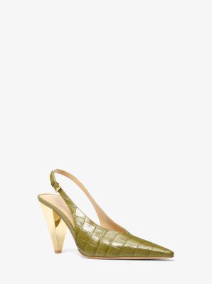 Escarpin Electra en cuir effet crocodile en relief avec bride arrière