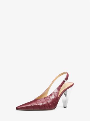 Slingpumps Electra aus Leder mit Krokodilprägung image number 1