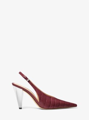 Slingpumps Electra aus Leder mit Krokodilprägung image number 2