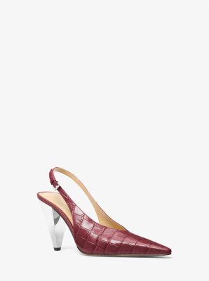 Michael Kors MK Slingpumps Electra Aus Leder Mit Krokodilprägung - Rot