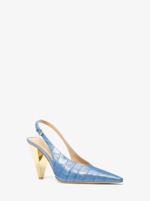 MK Slingpumps Electra Aus Leder Mit Krokodilprägung - Blau