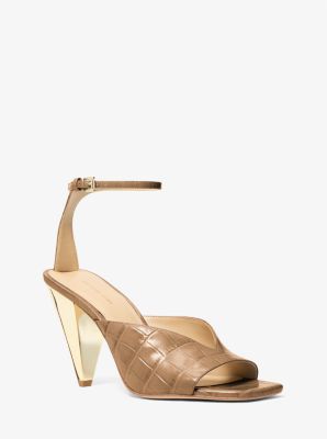 MK Sandale Electra Aus Leder Mit Krokodilprägung - Natur