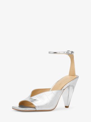 Sandalo Electra in pelle stampa coccodrillo metallizzata