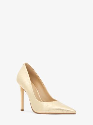 MK Pumps Elyse Aus Leder In Metallic-Krakelee-Optik - Goldton