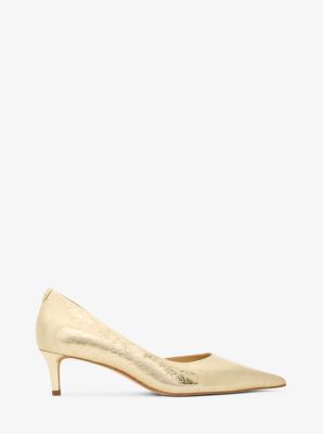 Pumps Elyse aus Leder in Metallic-Krakelee-Optik mit Kitten-Heel-Absatz image number 2
