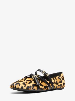 Indy Flex Leopard Print Calf Hair Ballet Flat in MARIGOLD | Michael Kors