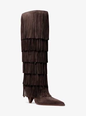 Hoher Stiefel Jayla aus Wildleder mit Fransen image number 0