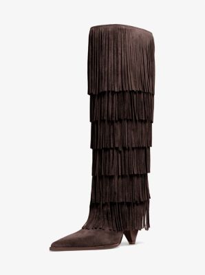 Hoher Stiefel Jayla aus Wildleder mit Fransen image number 1
