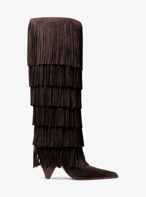 Hoher Stiefel Jayla aus Wildleder mit Fransen image number 2