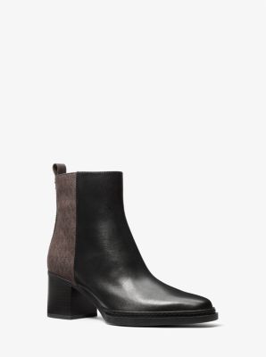 Michael Kors Lex Leather And Signature Logo Boot In Brown