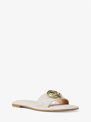 Michael Kors Milan Signature Logo Slide Sandal In Brown