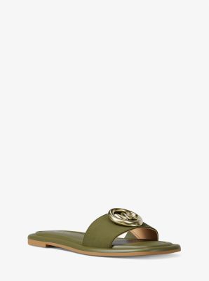 Michael Kors Milan Suede Slide Sandal In Green