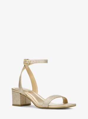 Audrina Metallic Woven Block Heel Sandal