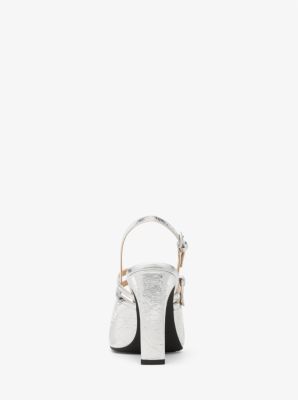Décolleté Mary Jane Matilda slingback in pelle craquelé metallizzata