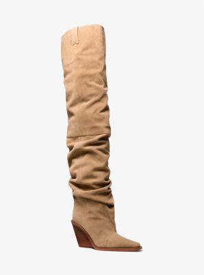 Michael Kors Noemie Suede Over-the-knee Boot In Brown