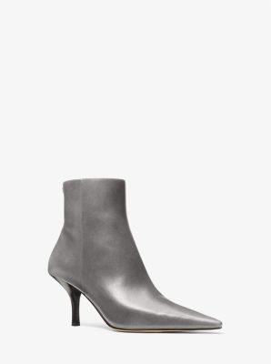 Michael Kors Selina Burnished Leather Ankle Boot In Silver