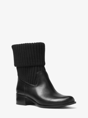 michael michael kors april leather and knit boot
