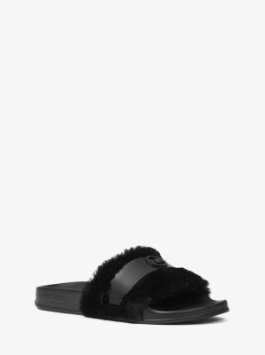 michael kors faux fur slides