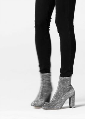 Mandy Glitter Stretch-knit Ankle Boot 