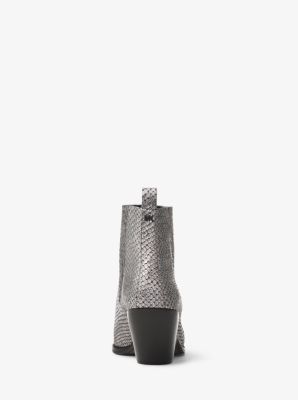 sinclair metallic embossed leather ankle boot