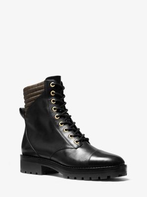 Bastian Logo-Trim Leather Combat Boot | Michael Kors