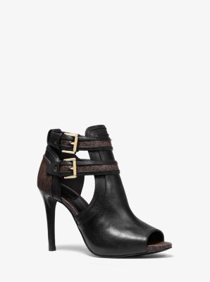 Blaze Leather And Logo Open-toe Bootie 