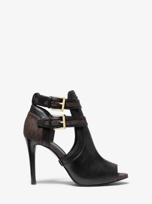 michael kors black peep toe booties