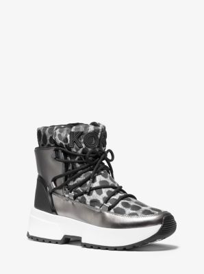 Cassia Cheetah-Print Nylon and Mirror-Metallic Boot | Michael Kors