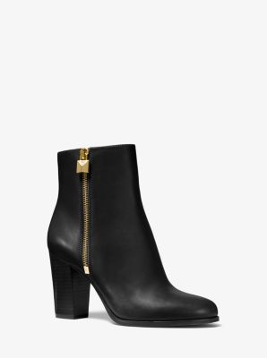 michael kors black booties with gold zipper