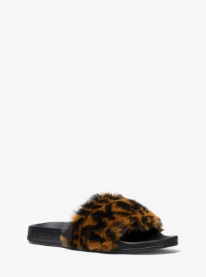 michael kors fur slide sandals