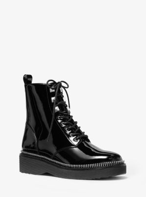 patent leather combat boots