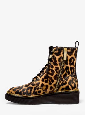 Haskell Leopard Calf Hair Combat Boot | Michael Kors