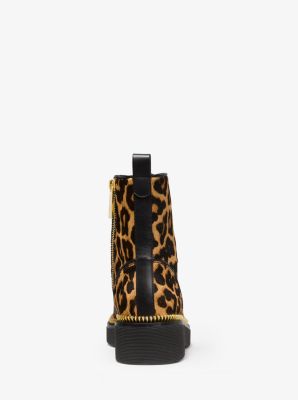 Michael kors haskell store combat boots leopard