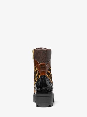 Michael kors leopard combat hot sale boots