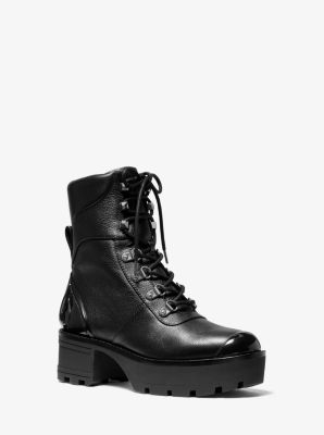 Michael michael kors khloe sale leather and logo combat boot