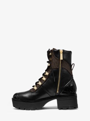 Khloe Leather And Logo Combat Boot 