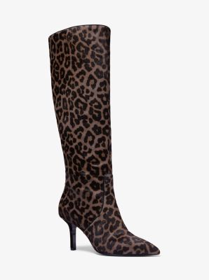 Michael Kors Sawyer Leopard Printed Calf Hair Booties