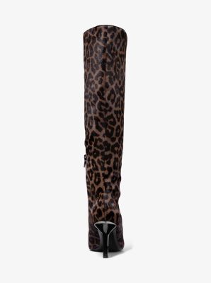 Michael Kors Sawyer Leopard Printed Calf Hair Booties