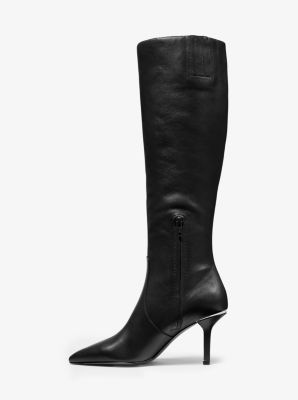 michael kors black leather knee high boots