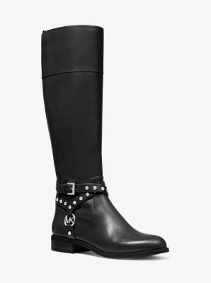 michael kors black leather riding boots