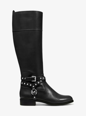 mk black leather boots
