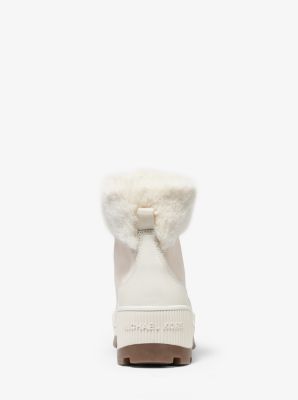 mk logo faux shearling slide