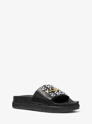 Tyra graphic store logo slide sandal