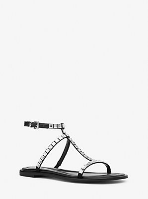 Michaelkors Celia Crystal Embellished Flat Sandal,BLACK